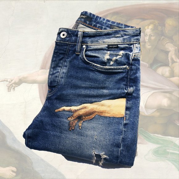 Handpainted Denim Jeans - Picture 3 of 3